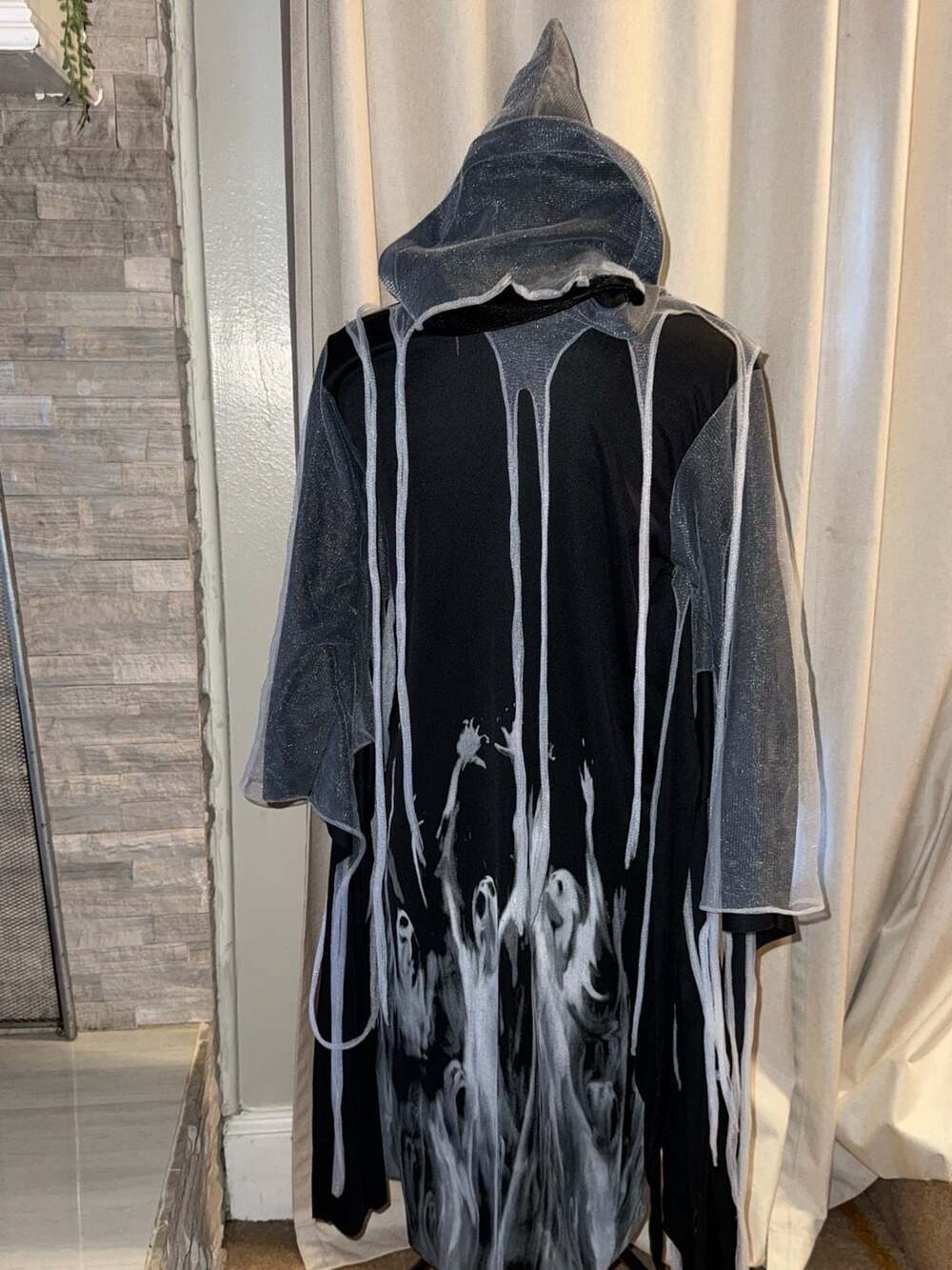Spirit Halloween Soul Taker Costume Hooded Robe Black White